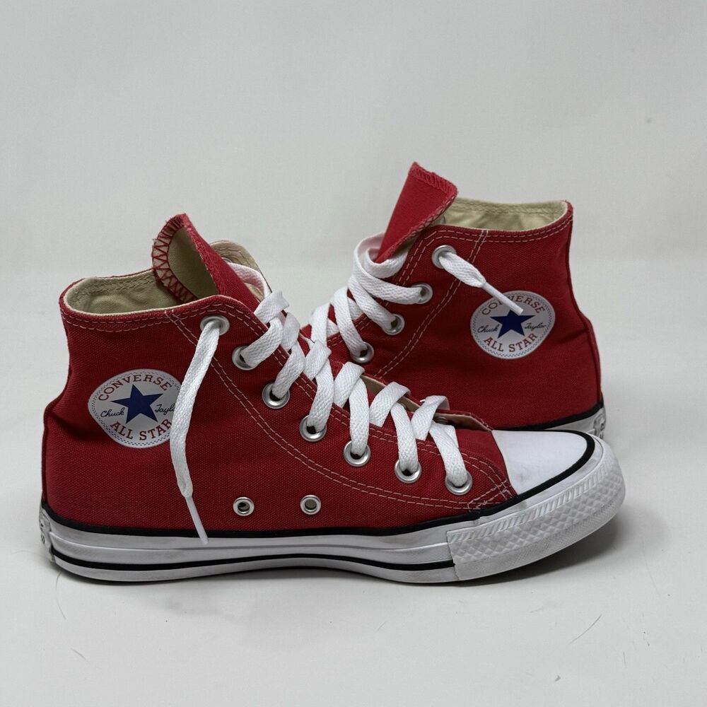 Converse All Star Chuck Taylor High Sneakers Womens 6 Red Canvas Grunge Shoes